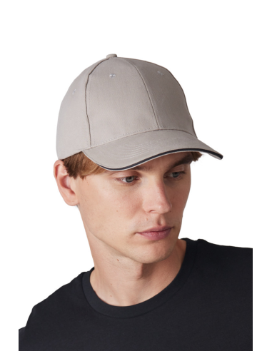 KUP-KP185-CAP WITH CONTRASTING SANDWICH PEAK - 6 PANELS